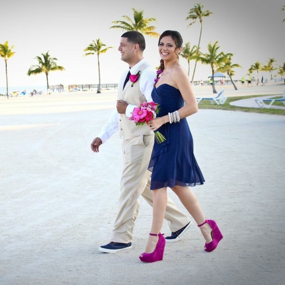 2 Available!! David’s Bridal Navy Bridesmaid Dress - Picture 3 of 8